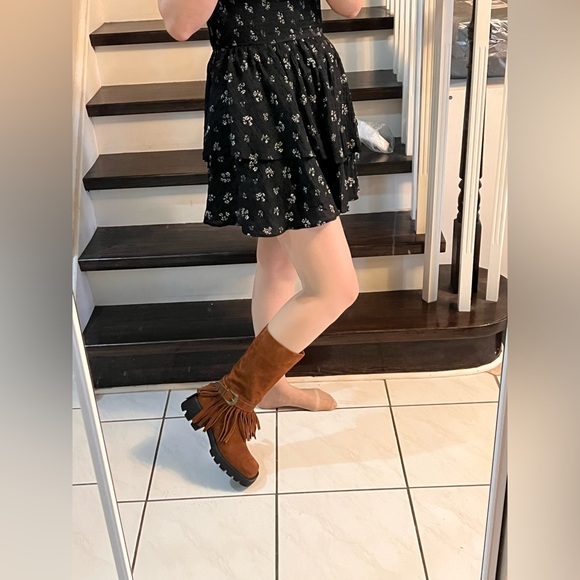 Fringe Suede Boots - Brown - Picture 9 of 11